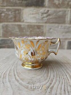 Antique Pirkenhammer Fischer & Reichenbach Cabinet Cup & Saucer Lavender & Gold