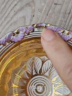 Antique Pirkenhammer Fischer & Reichenbach Cabinet Cup & Saucer Lavender & Gold