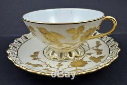 Antique Pirkenhammer Tea Cup & Saucer, Reticulated