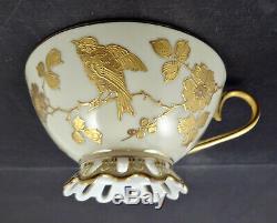 Antique Pirkenhammer Tea Cup & Saucer, Reticulated