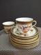 Antique Porcelain Gold Rim Floral 2 Tea Cups 3 Saucers 4 Plates