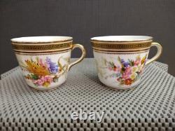 Antique Porcelain Gold Rim Floral 2 Tea Cups 3 Saucers 4 Plates