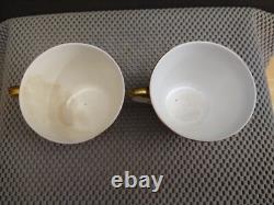Antique Porcelain Gold Rim Floral 2 Tea Cups 3 Saucers 4 Plates