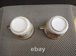 Antique Porcelain Gold Rim Floral 2 Tea Cups 3 Saucers 4 Plates