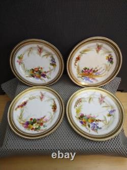 Antique Porcelain Gold Rim Floral 2 Tea Cups 3 Saucers 4 Plates