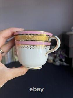 Antique Porcelain Pink Gold Minton Cup Saucer Plate Trio With Tooled Gilding VGC