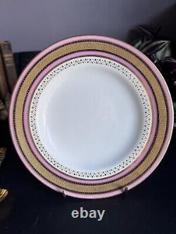 Antique Porcelain Pink Gold Minton Cup Saucer Plate Trio With Tooled Gilding VGC