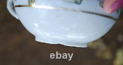 Antique Pre-1900 GOLD MORIAGE Set 4 TEACUPS w 4 SAUCERS Hand Painted Porcelain