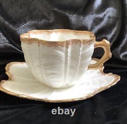Antique Pre SHELLEY WILEMAN White Gold Shell Cup & Saucer 1890's Rd 150035