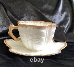 Antique Pre SHELLEY WILEMAN White Gold Shell Cup & Saucer 1890's Rd 150035