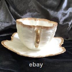 Antique Pre SHELLEY WILEMAN White Gold Shell Cup & Saucer 1890's Rd 150035
