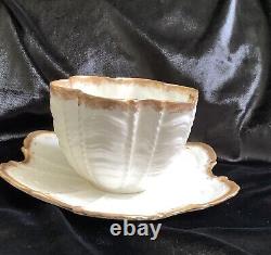 Antique Pre SHELLEY WILEMAN White Gold Shell Cup & Saucer 1890's Rd 150035
