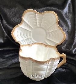 Antique Pre SHELLEY WILEMAN White Gold Shell Cup & Saucer 1890's Rd 150035
