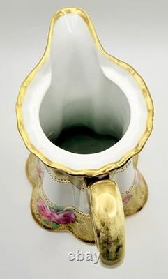 Antique RC Nippon Chocolate Pot Roses Cups Saucers Hand Painted Applied Gold