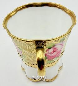 Antique RC Nippon Chocolate Pot Roses Cups Saucers Hand Painted Applied Gold