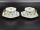 Antique Rosenthal 2 Mocha Cups With Saucers Germany 1920 Gold Painting Blue Pink