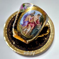 Antique ROYAL VIENNA Ancient Greek Allegoric COBALT &GOLD Demitasse CUP & SAUCER