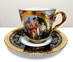 Antique ROYAL VIENNA Ancient Greek Allegoric COBALT &GOLD Demitasse CUP & SAUCER