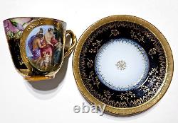 Antique ROYAL VIENNA Ancient Greek Allegoric COBALT &GOLD Demitasse CUP & SAUCER