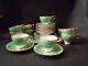 Antique Rare 28 Piece Green And Gold Royal Stafford China Coffee Cups & Saucers
