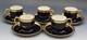 Antique Raynaud George Rouard Cobalt & Gold Set Of 5 Tea Cups & Saucers