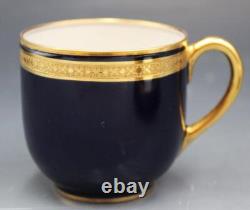 Antique Raynaud George Rouard Cobalt & Gold set of 5 Tea Cups & Saucers