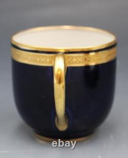 Antique Raynaud George Rouard Cobalt & Gold set of 5 Tea Cups & Saucers