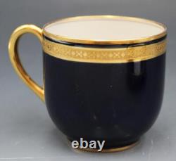 Antique Raynaud George Rouard Cobalt & Gold set of 5 Tea Cups & Saucers