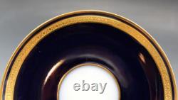 Antique Raynaud George Rouard Cobalt & Gold set of 5 Tea Cups & Saucers