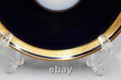 Antique Raynaud George Rouard Cobalt & Gold set of 5 Tea Cups & Saucers
