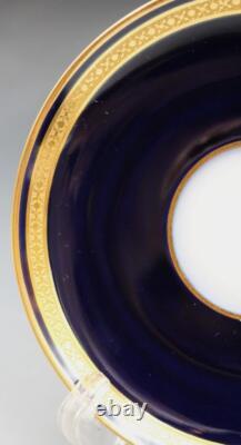 Antique Raynaud George Rouard Cobalt & Gold set of 5 Tea Cups & Saucers