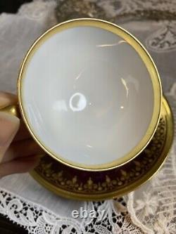 Antique Richard Wehsner Dresden Tea Cup & Saucer Raised Gold HP Cherub