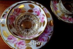 Antique Royal Crown Derby Cabbage Roses Cup & Saucer Pattern 4638