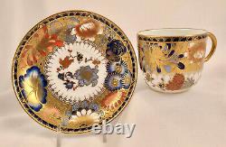 Antique Royal Crown Derby Coffee Cup & Saucer, Exceptional Flowers & Gilding