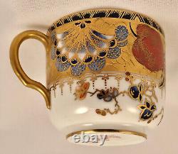 Antique Royal Crown Derby Coffee Cup & Saucer, Exceptional Flowers & Gilding