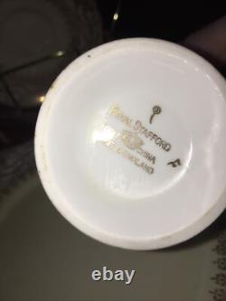 Antique Royal Stafford Bone China 21Pc Tea Set Gold/Gilt 6 cups, saucers & plates