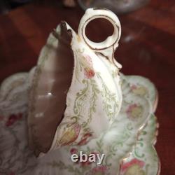 Antique Royal Stafford Cup Saucer Plate Set Bone China England Gold Rim. Roma