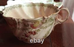 Antique Royal Stafford Cup Saucer Plate Set Bone China England Gold Rim. Roma