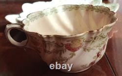 Antique Royal Stafford Cup Saucer Plate Set Bone China England Gold Rim. Roma