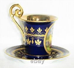 Antique Royal Vienna Cobalt Cup & Saucer, Signed