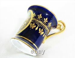 Antique Royal Vienna Cobalt Cup & Saucer, Signed