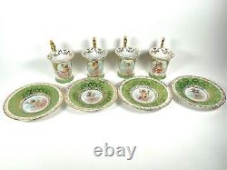 Antique Royal Vienna Demitasse Cherubs Cup & Saucer Green Gold 3