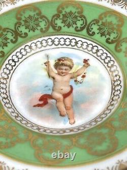 Antique Royal Vienna Demitasse Cherubs Cup & Saucer Green Gold 3