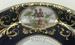 Antique Royal Vienna Portrait Tea Cup & Saucer Cobalt Gold Bindenschild Elegant