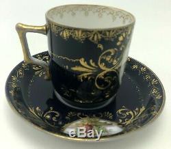 Antique Royal Vienna Portrait Tea Cup & Saucer Cobalt Gold Bindenschild Elegant