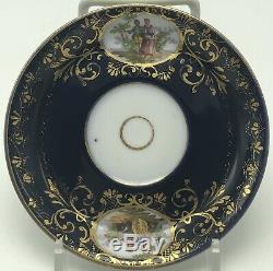 Antique Royal Vienna Portrait Tea Cup & Saucer Cobalt Gold Bindenschild Elegant