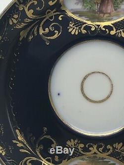 Antique Royal Vienna Portrait Tea Cup & Saucer Cobalt Gold Bindenschild Elegant