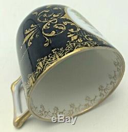 Antique Royal Vienna Portrait Tea Cup & Saucer Cobalt Gold Bindenschild Elegant