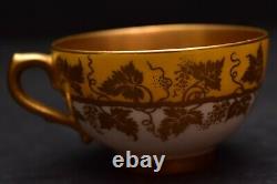 Antique Royal Worcester Hand Painted Gold Interior Demitasse Cup & Saucer Grapes
