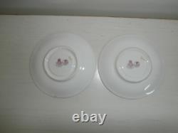 Antique Royal Worcester Pair Of Green Gold Gilt Demitasse Coffee Cups & Saucers